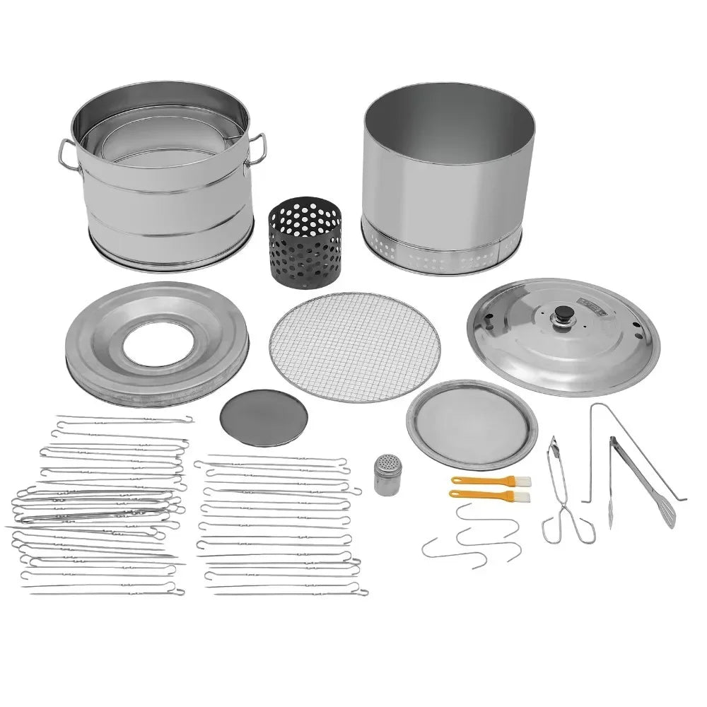 Smokeless Charcoal Grill 360 Degree Stainless Barrel With 50 Skewers