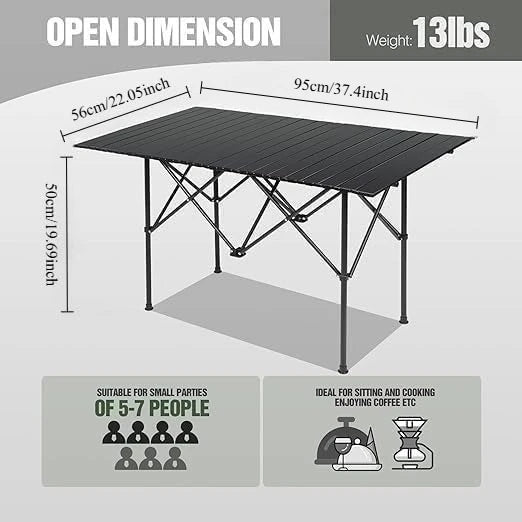 Roll Up Camping Table Foldable Lightweight Portable Outdoor Camp Table