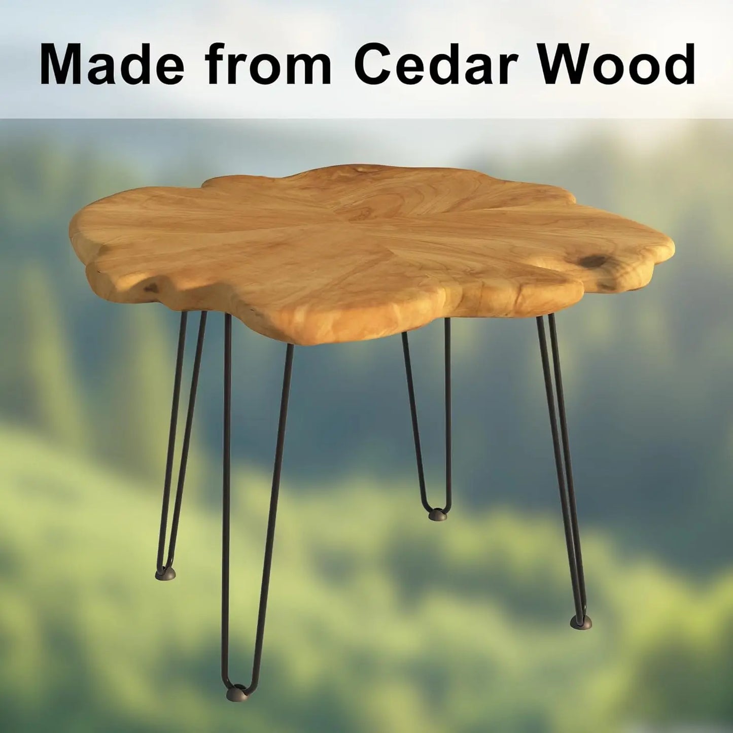 Live Edge Cedar Coffee Table With Metal Hairpin Legs Rustic Indoor Outdoor