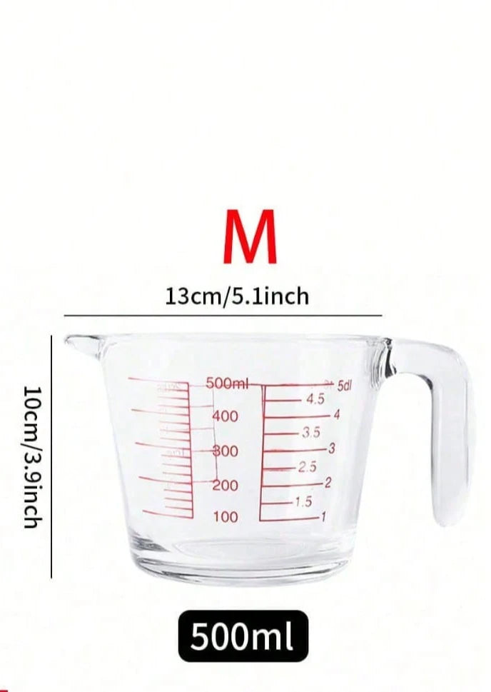 Heat Resistant Glass Measuring Cup With Handle And Scale For Kitchen