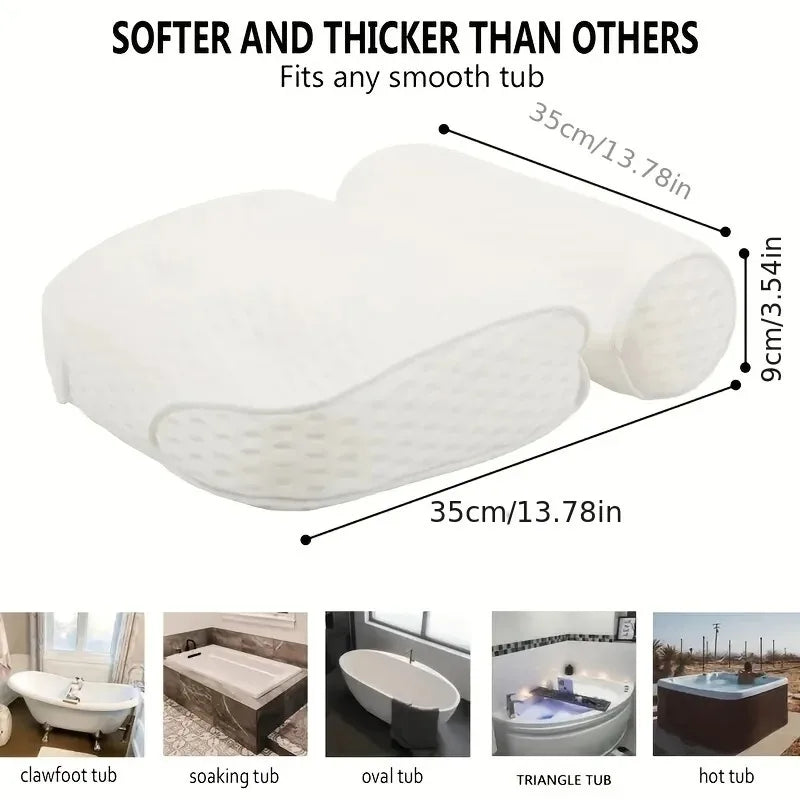 Bath Pillow With 4D Air Mesh Back Support Bathtub Spa