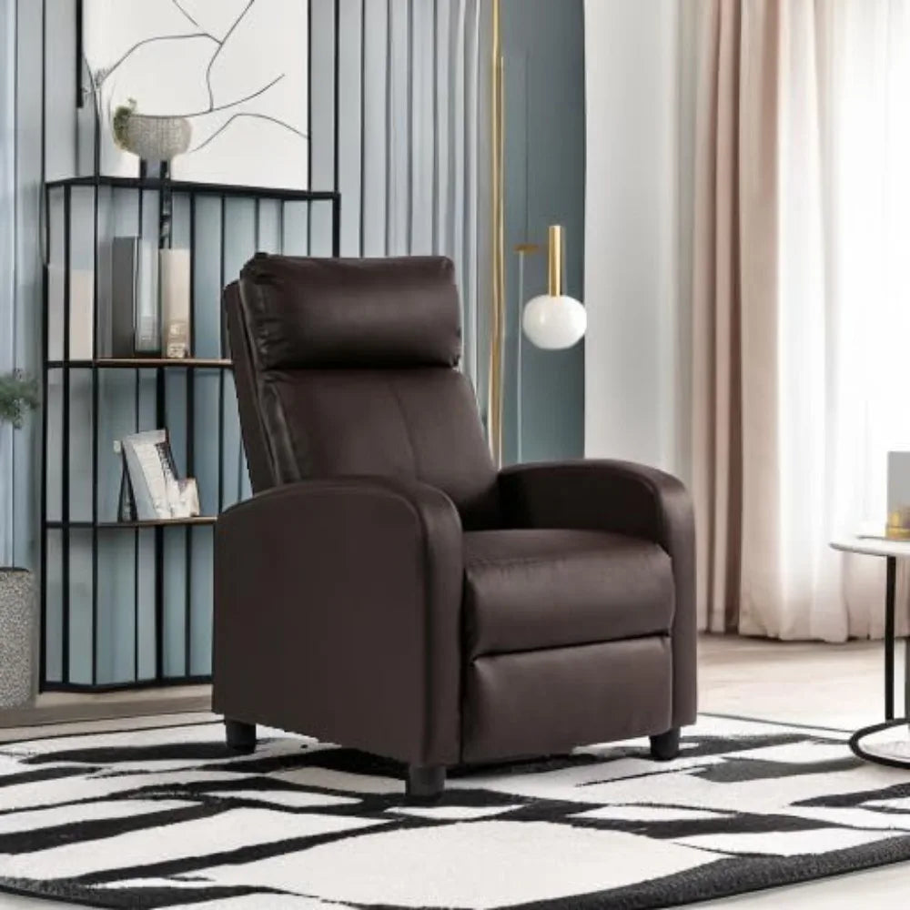 Leather Recliner Chair Home Theater Seating With Padded Backrest