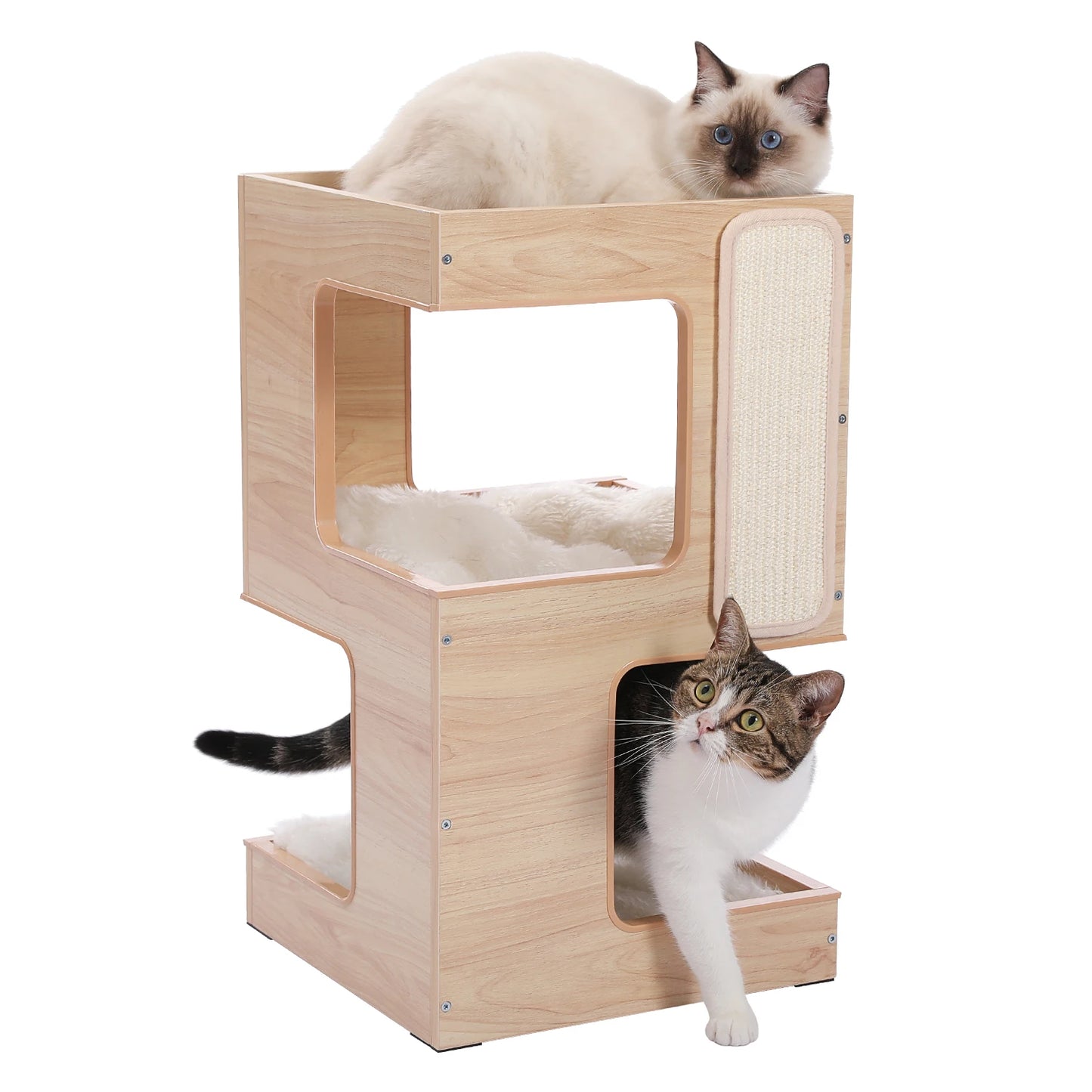 PAWZ Road Wood Cat Condo House With Scratching Pad Deluxe