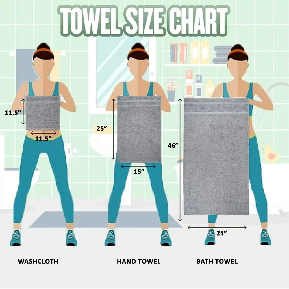 Soft Absorbent Cotton Towel Set Quick Dry Bath Towels Washcloths
