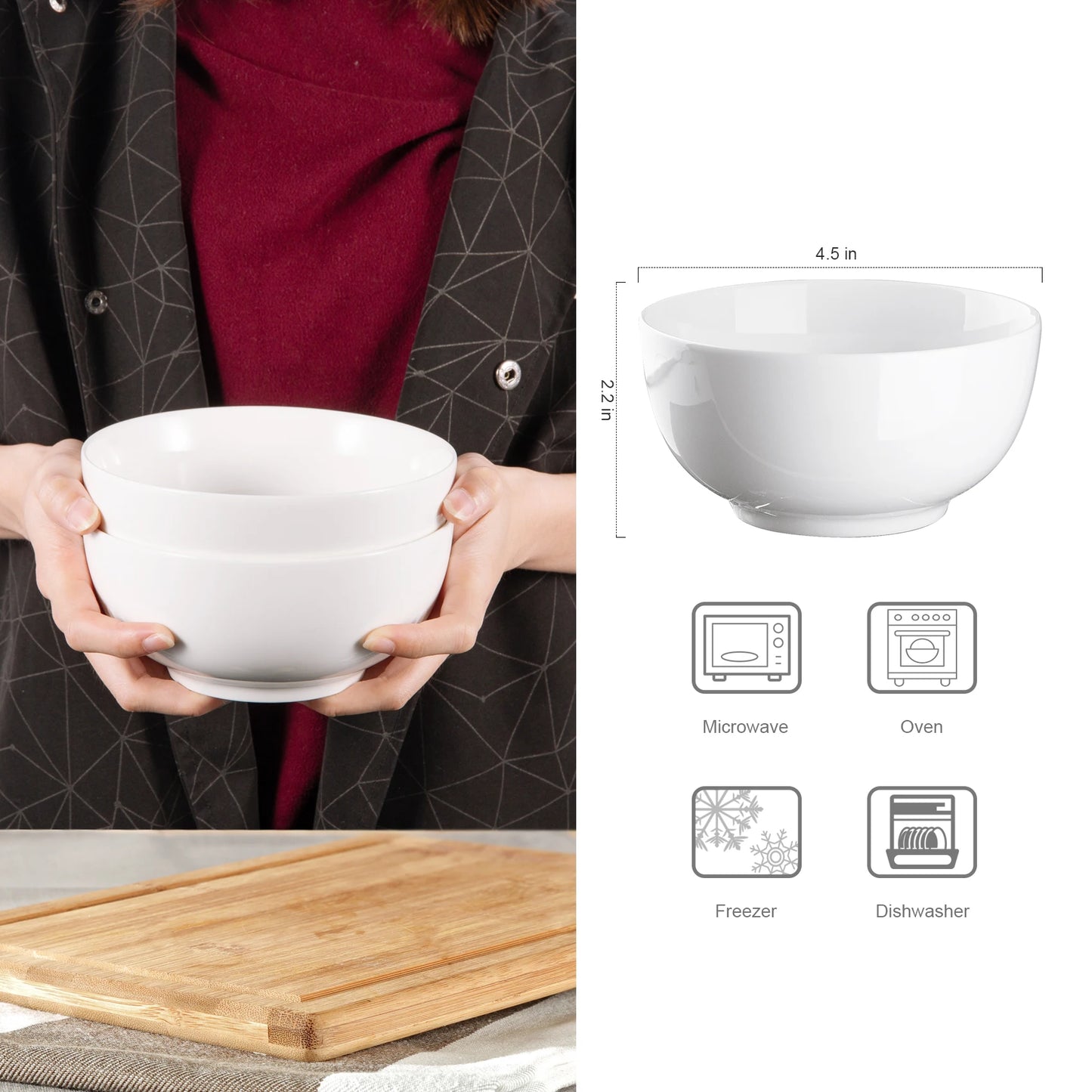 Porcelain Bowls Set 8 Pack Premium Microwave And Dishwasher Safe