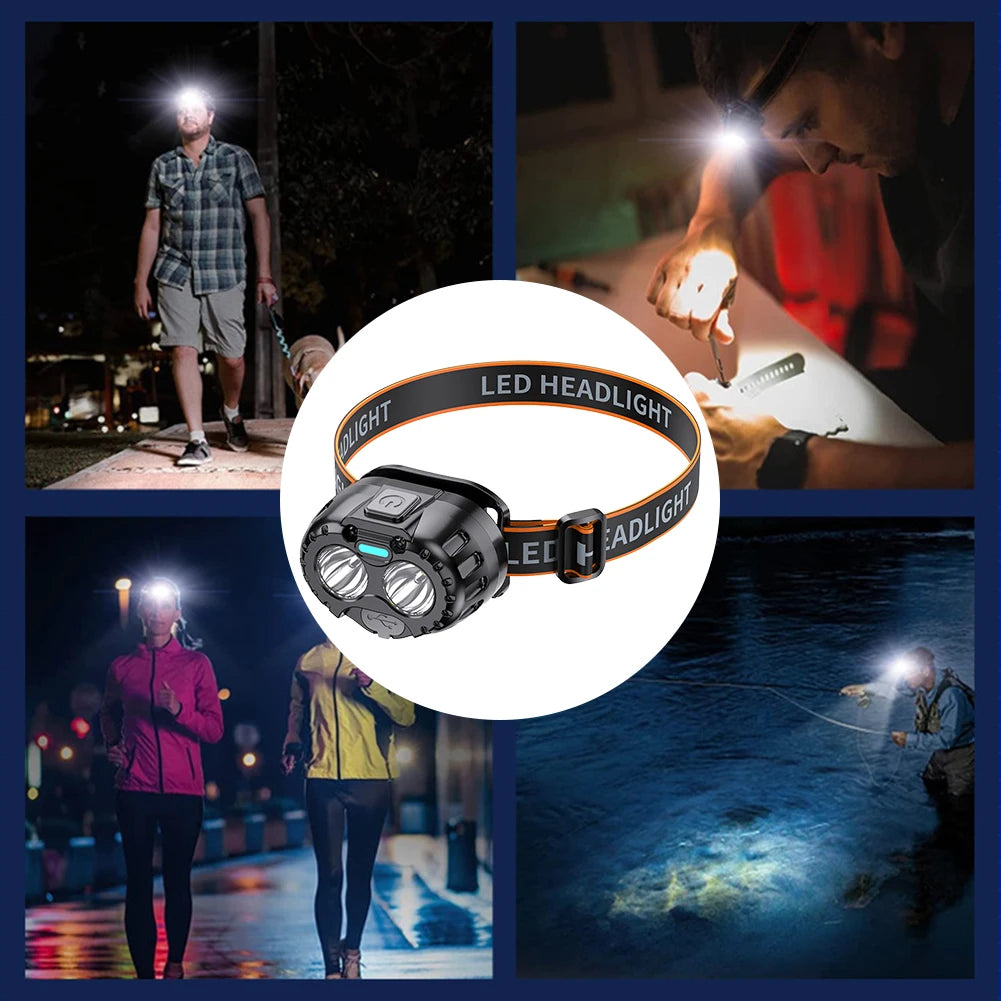 Powerful LED Headlamp With Motion Sensor Emergency Flashlight