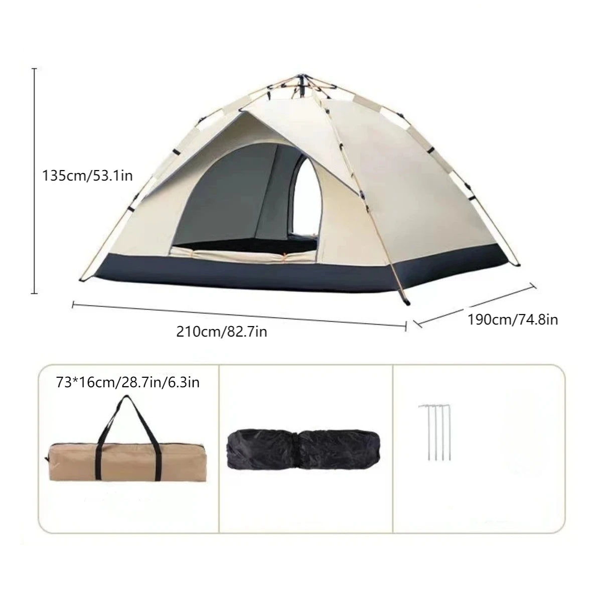 Pakicetus Outdoor Automatic Quick-Opening Tent With Two Windowless Doors