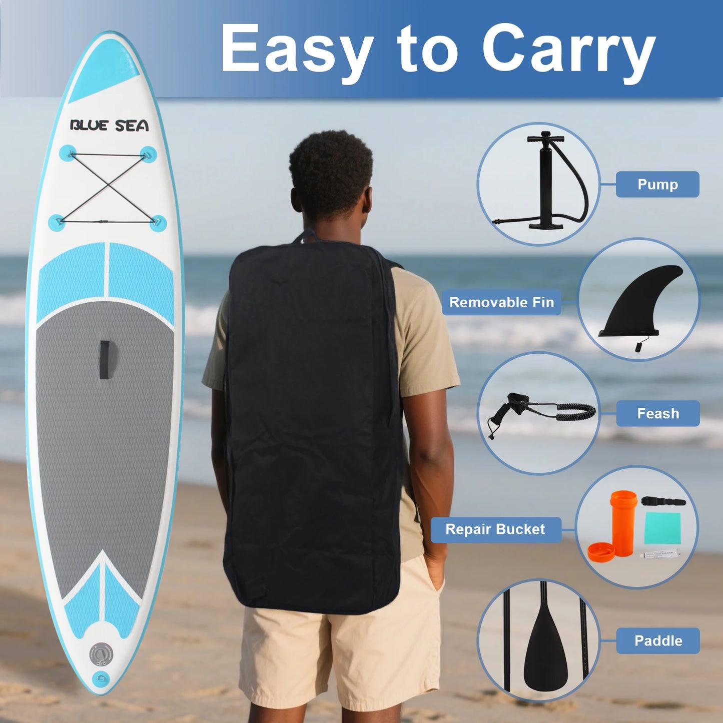 CADALENE Inflatable Stand Up Paddle Board For Adults Anti Slip EVA Deck