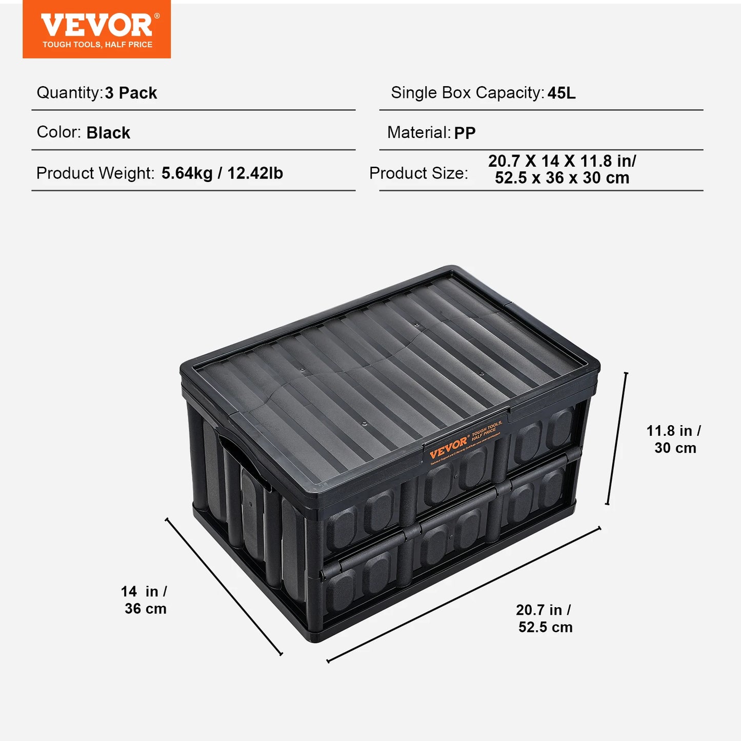 SucceBuy Set of 3 Collapsible Storage Bins with Lids