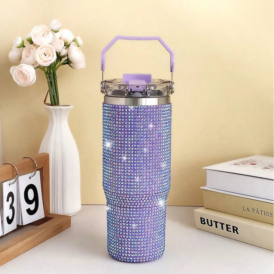 Diamond Finish Double Wall Vacuum Insulated Tumbler With Lid