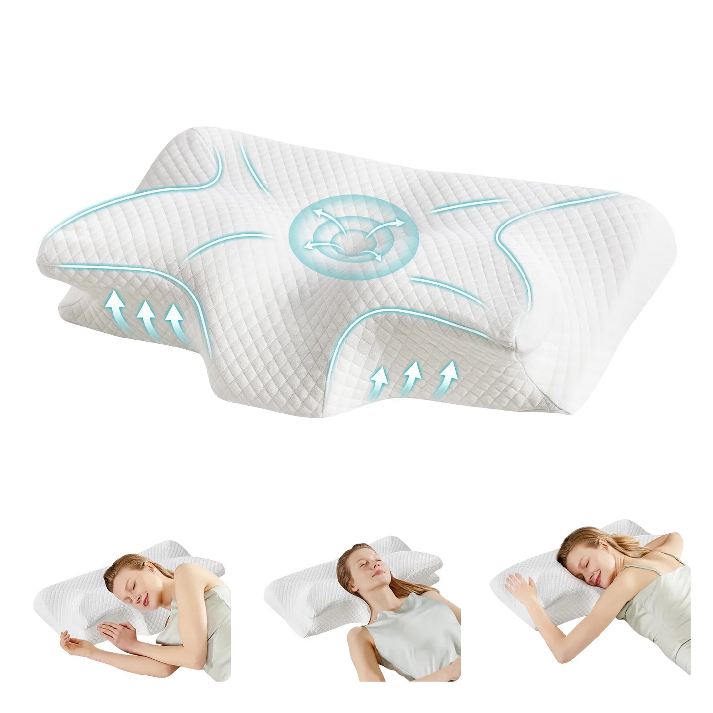 Ergonomic Cervical Neck Pillow, Memory Foam bedroom with Cooling Pillowcase sleep Contour Pillows