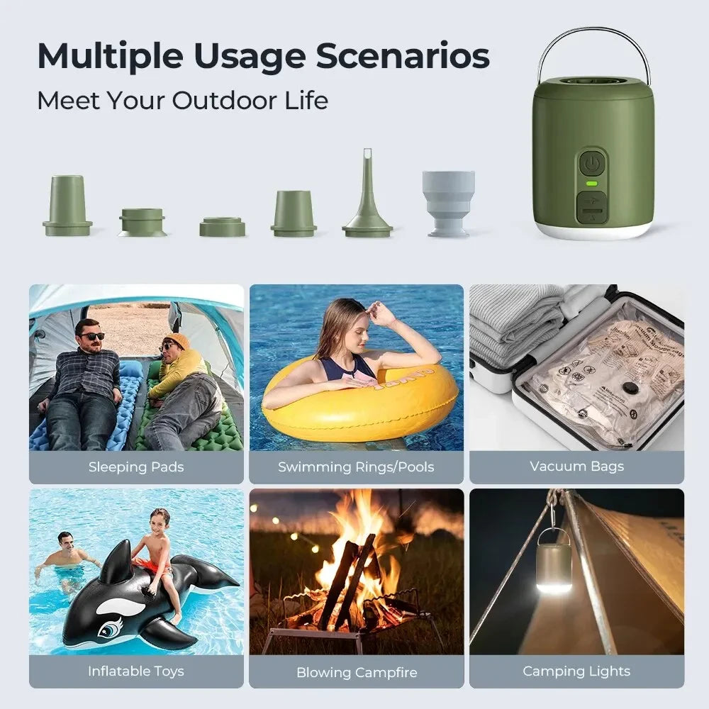 Air Pump With Camping Lantern for Air Mattress and Pads