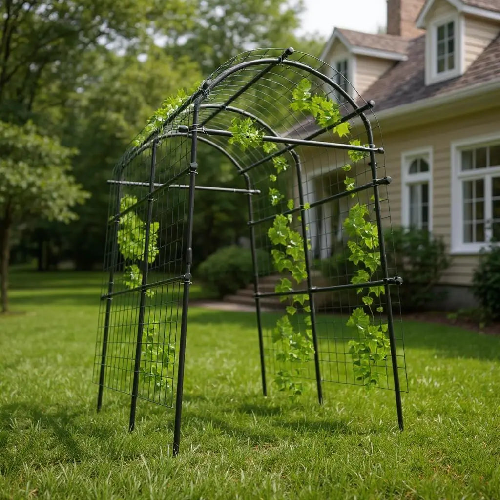 Metal Garden Arch Trellis For Climbing Plants In Raised Beds