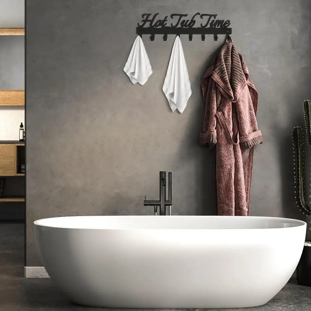 Outdoor Wall Mounted Towel Rack Eight Hooks For Hot Tub