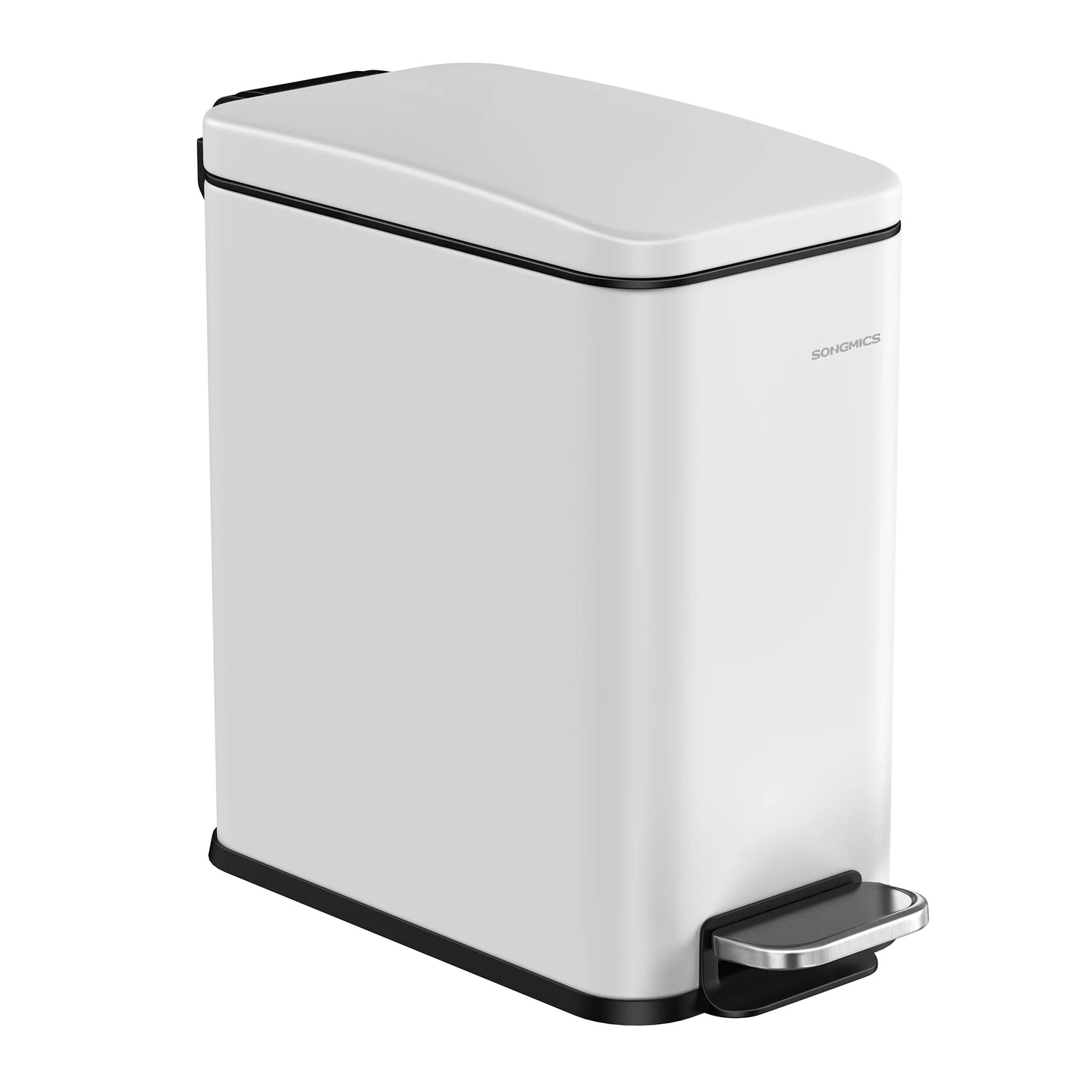 SONGMICS Slim Stainless Steel Bathroom Trash Can With Lid