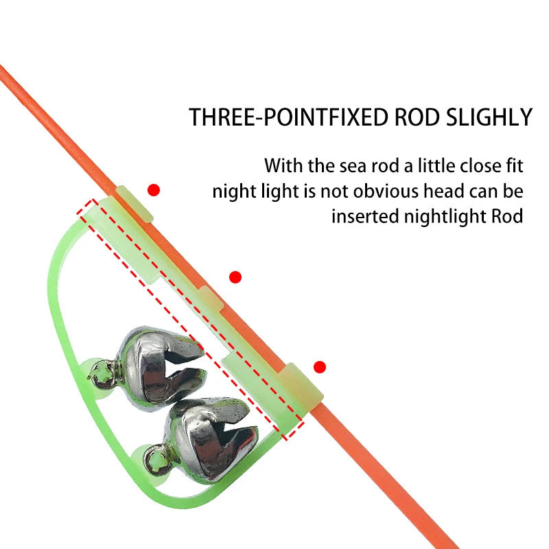 Stainless Steel Fish Bell Luminous Fishing Alarm Fishing Hook Tackle Pike Carp Non-Slip Fishing Accessories For Pole Fish Rod