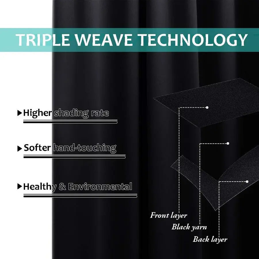 Thermal Full Blackout Curtains Soundproof for Dining Room and Hall
