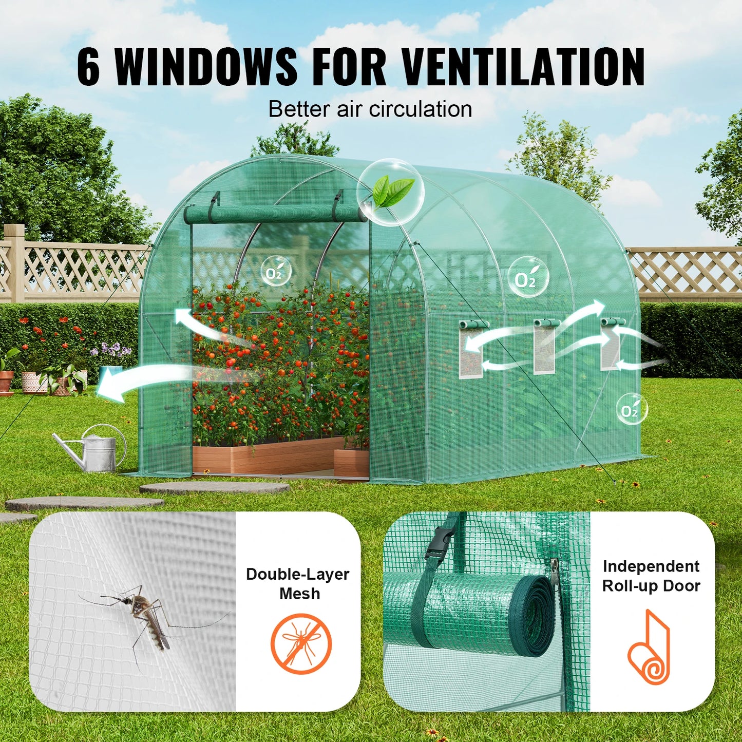 SucceBuy Walk-In Tunnel Greenhouse With Steel Frame And PE Cover