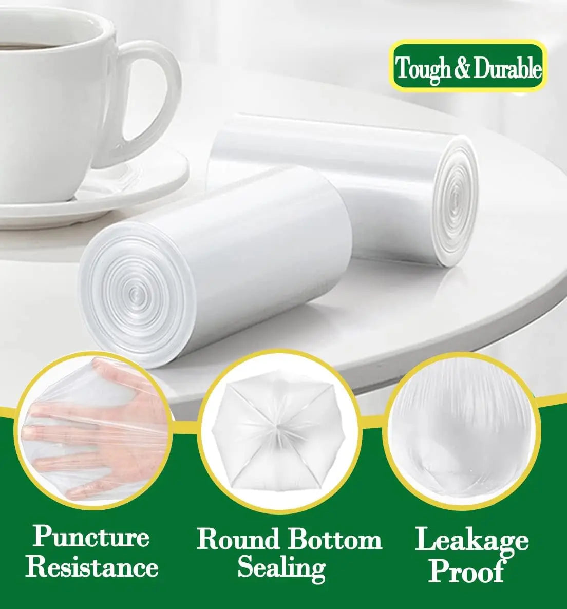 Small Clear Trash Bags Unscented Plastic for Home and Office