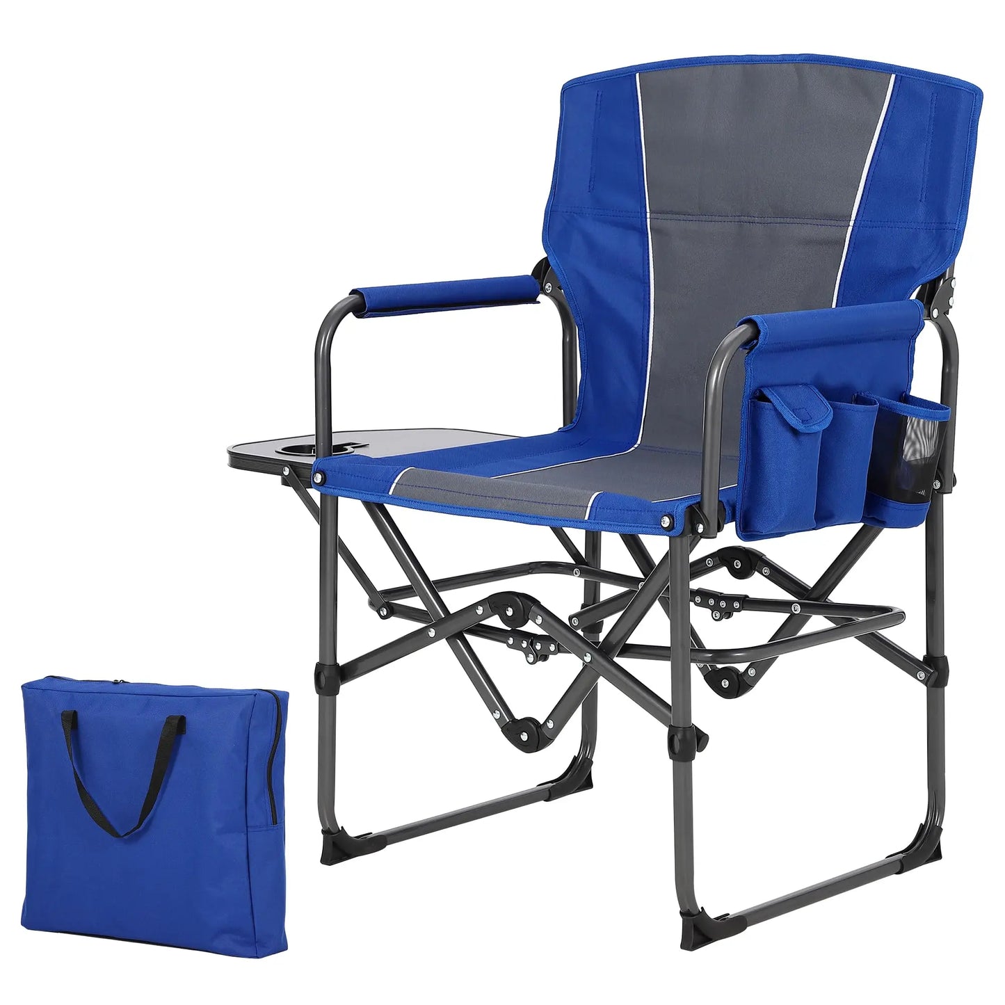 HiMISS Oversized Folding Director Chair With Side Table Pockets