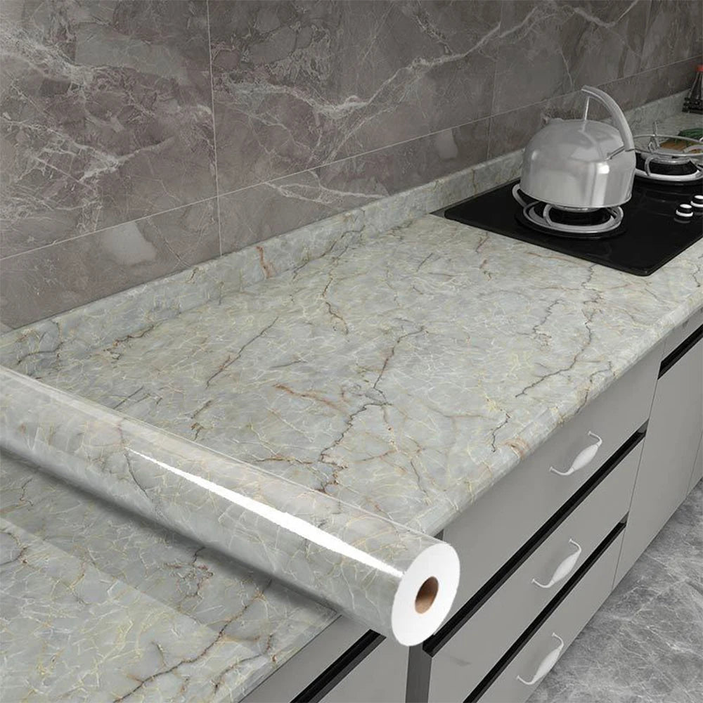PVC Marble Kitchen Oil-Proof Self-Adhesive Wallpaper