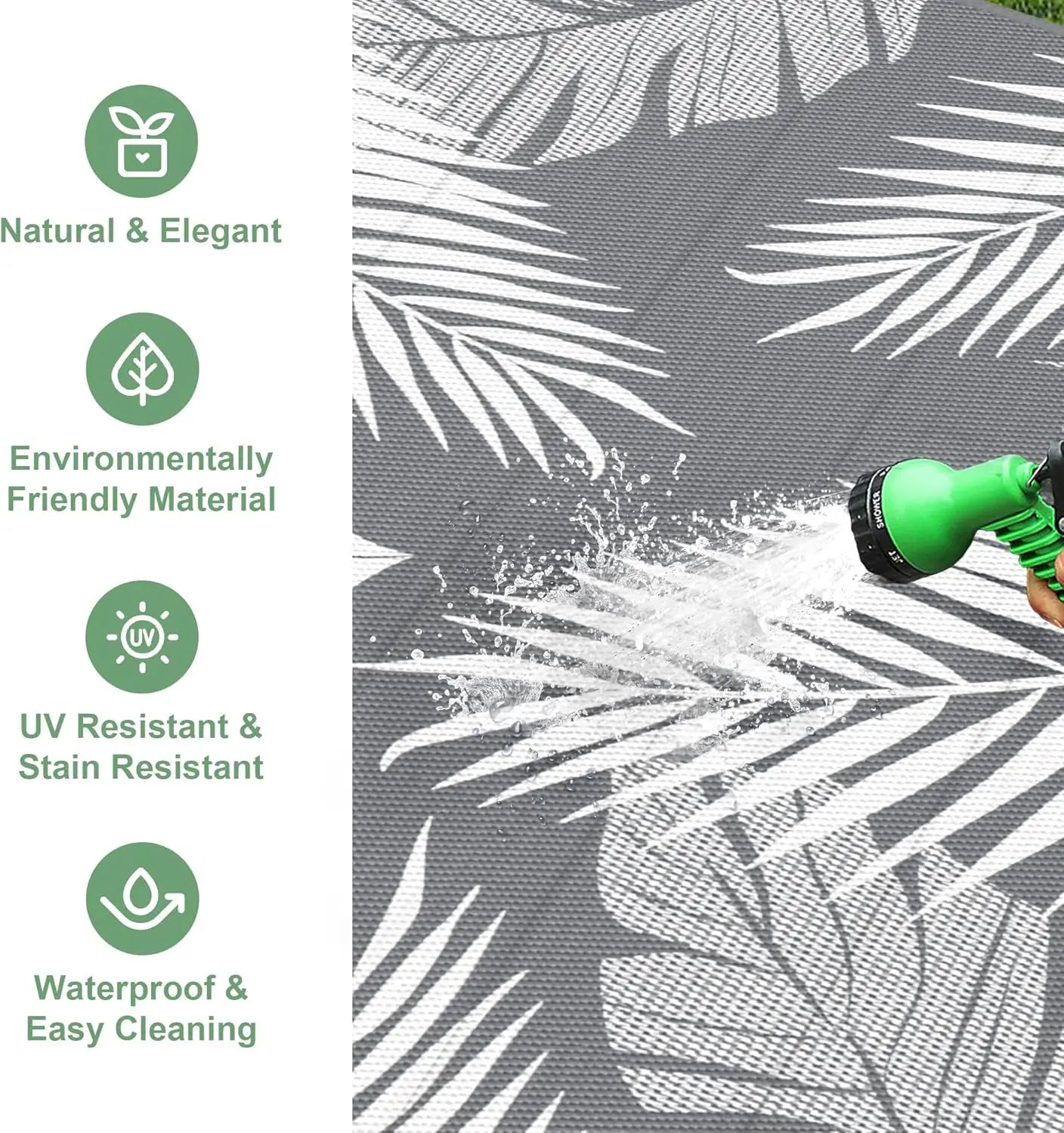 Outdoor Waterproof Reversible Rug For Patio And Camping