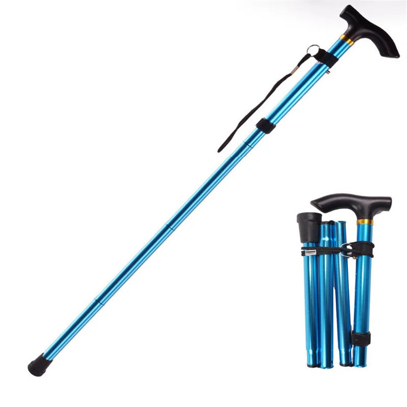 Aluminum Folding Walking Cane Trekking Poles With T Handle Outdoor