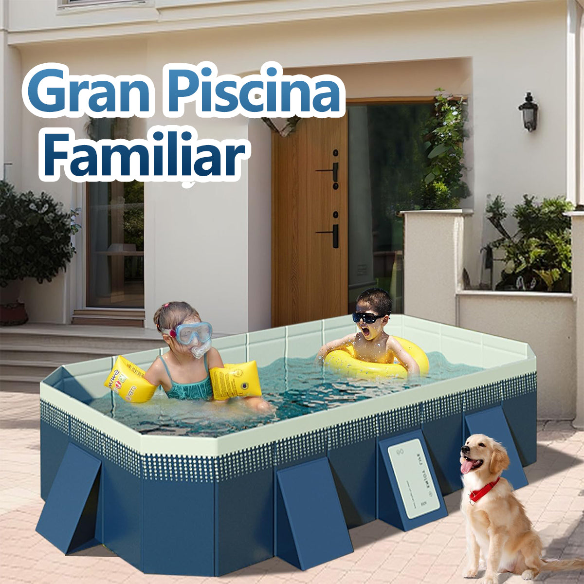 Foldable Rectangular Pool With Easy Setup For Outdoor Use