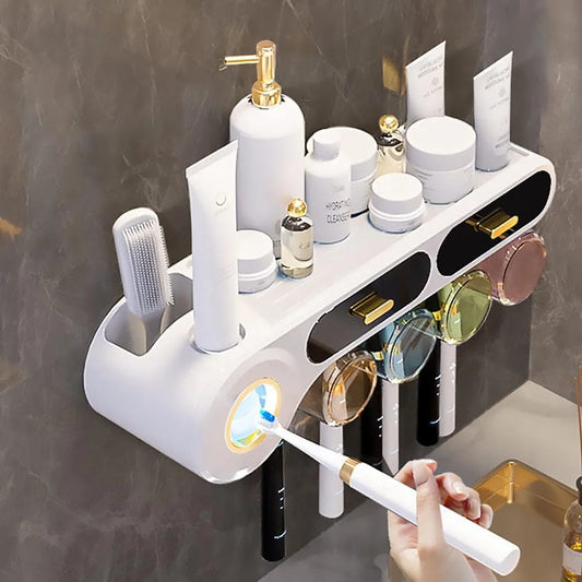Toothbrush Holder With Automatic Toothpaste Dispenser And Drawer