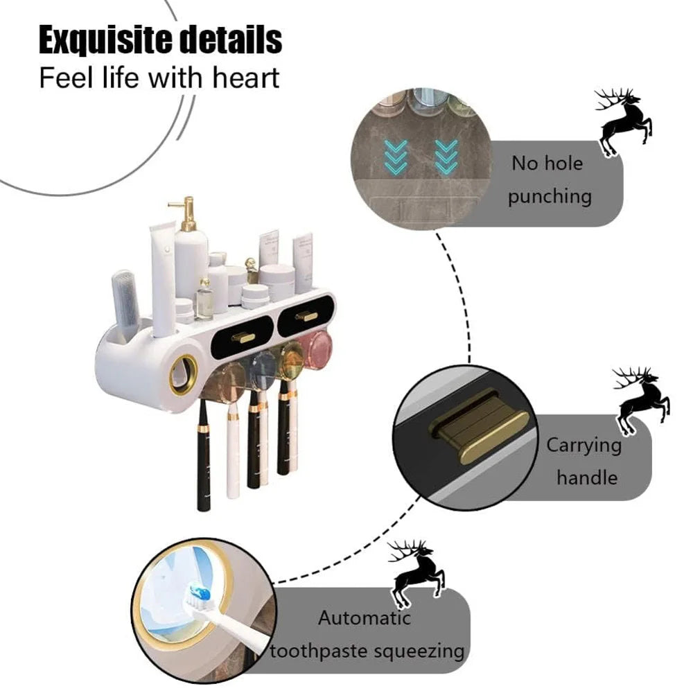 Toothbrush Holder With Automatic Toothpaste Dispenser And Drawer