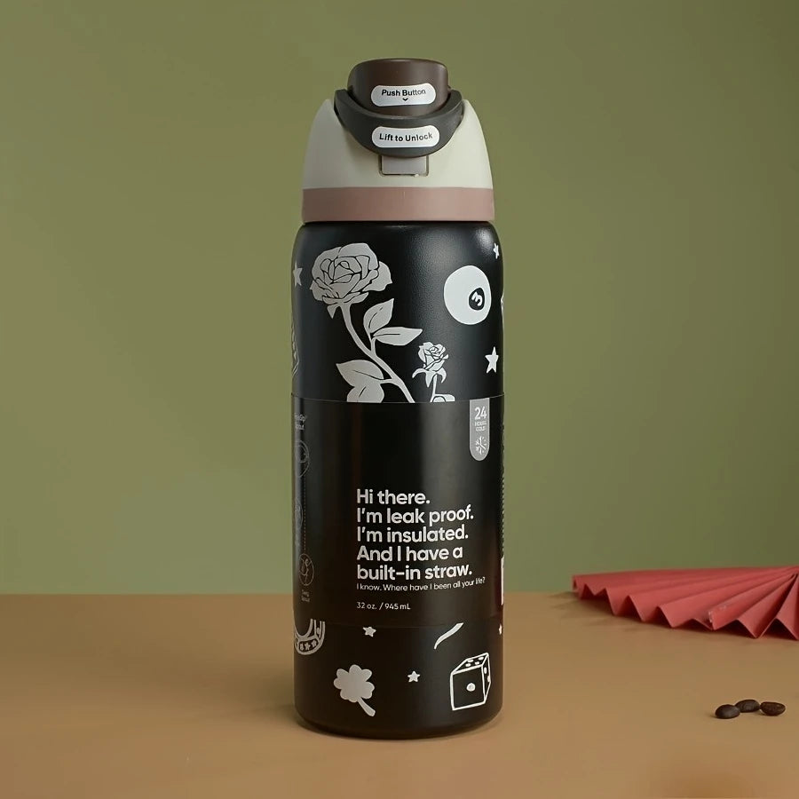 Stainless Steel Insulated Water Bottle With Straw Hot And Cold