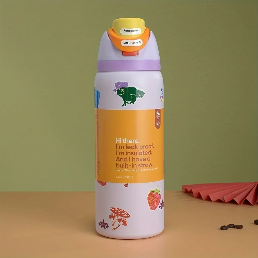 Stainless Steel Insulated Water Bottle With Straw Hot And Cold