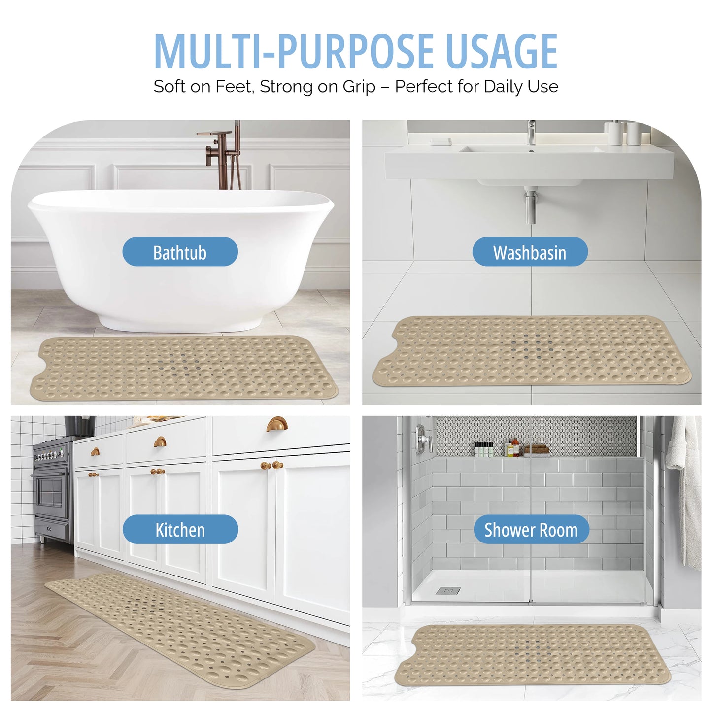 LDC Lux Decor Collection Non-Slip Bathtub Mat With Suction Cups