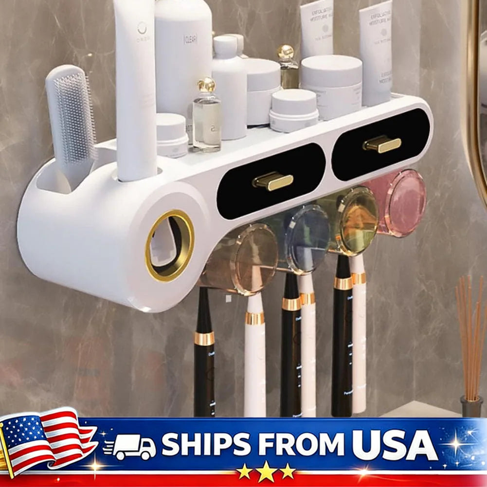 Toothbrush Holder With Automatic Toothpaste Dispenser And Drawer