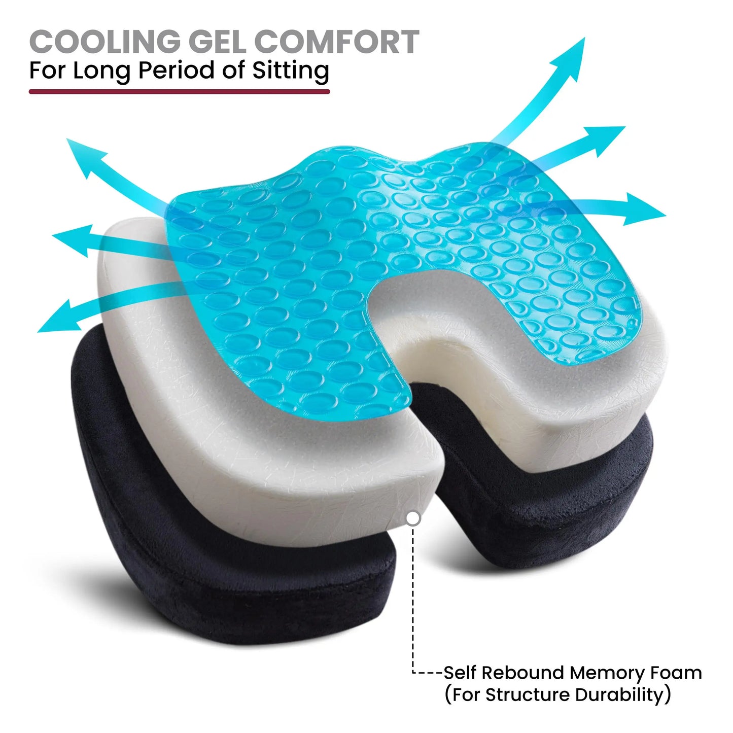 LDC Lux Decor Gel Infused Memory Foam Seat Cushion