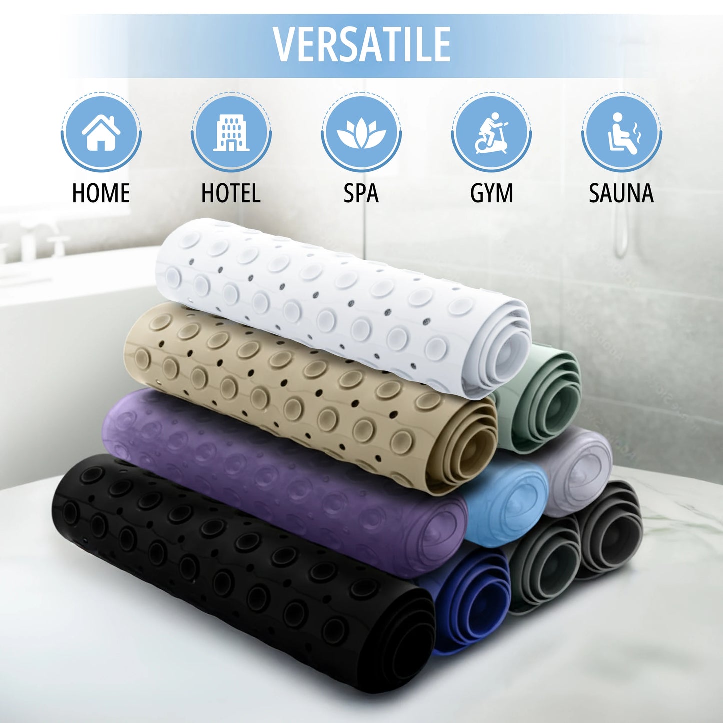 LDC Lux Decor Collection Non-Slip Bathtub Mat With Suction Cups