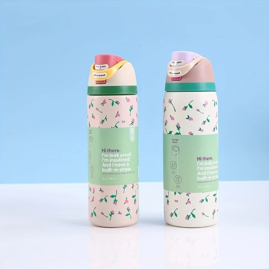 Stainless Steel Insulated Water Bottle With Straw Hot And Cold