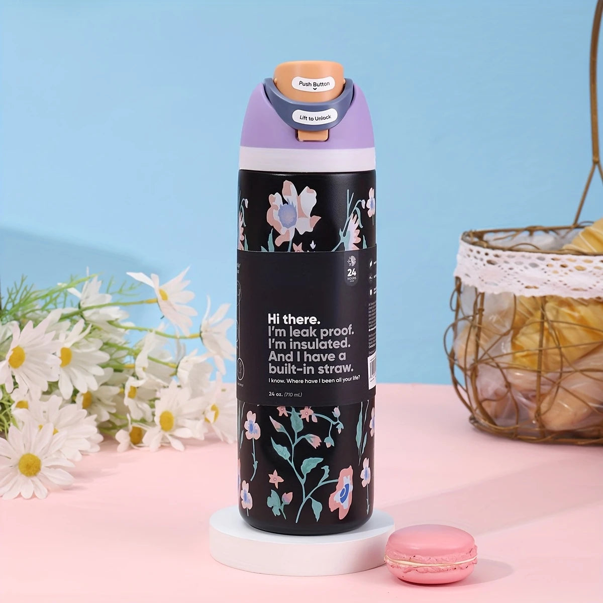 Stainless Steel Insulated Water Bottle With Straw Hot And Cold