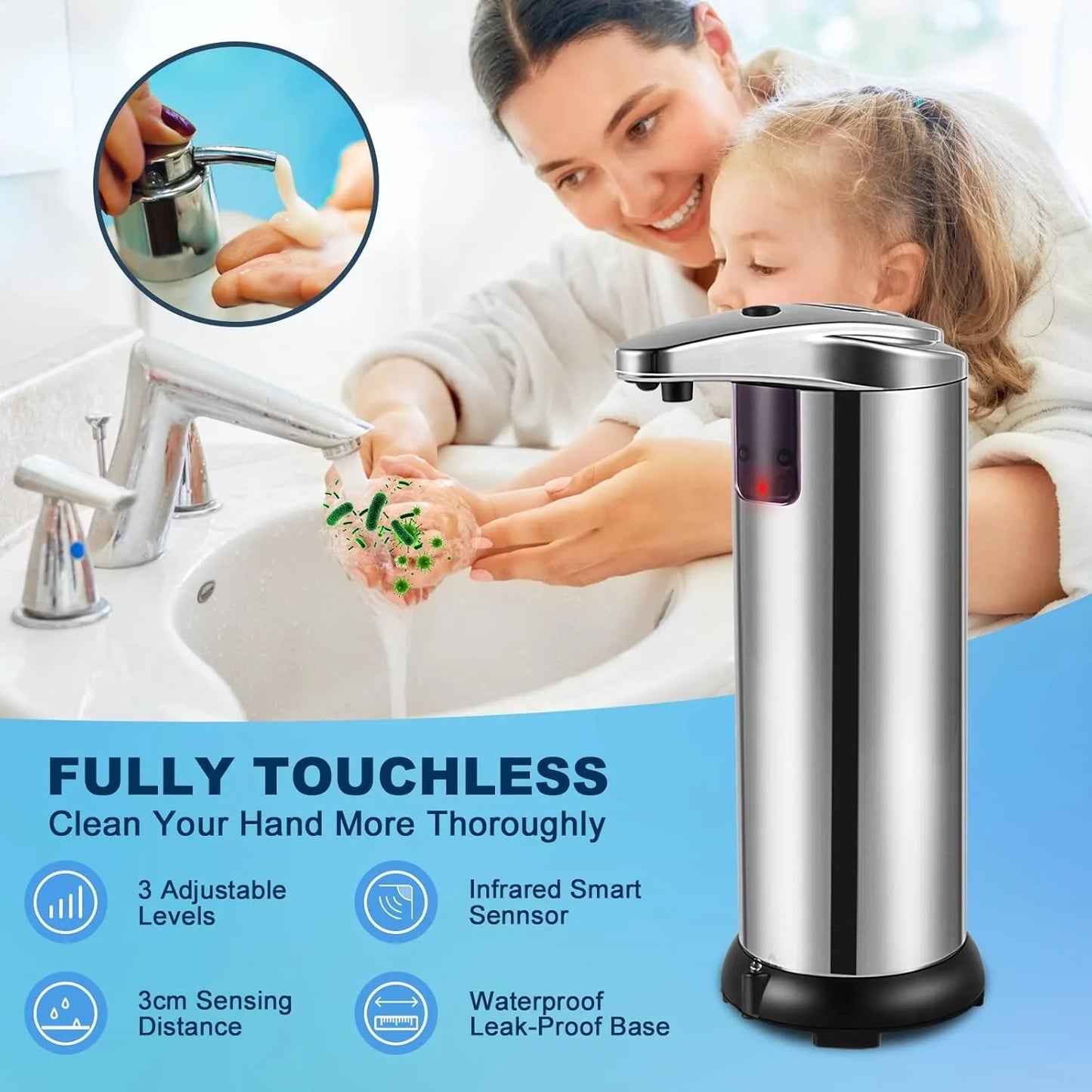 Touchless Soap Dispenser With Infrared Sensor Large Capacity Kitchen