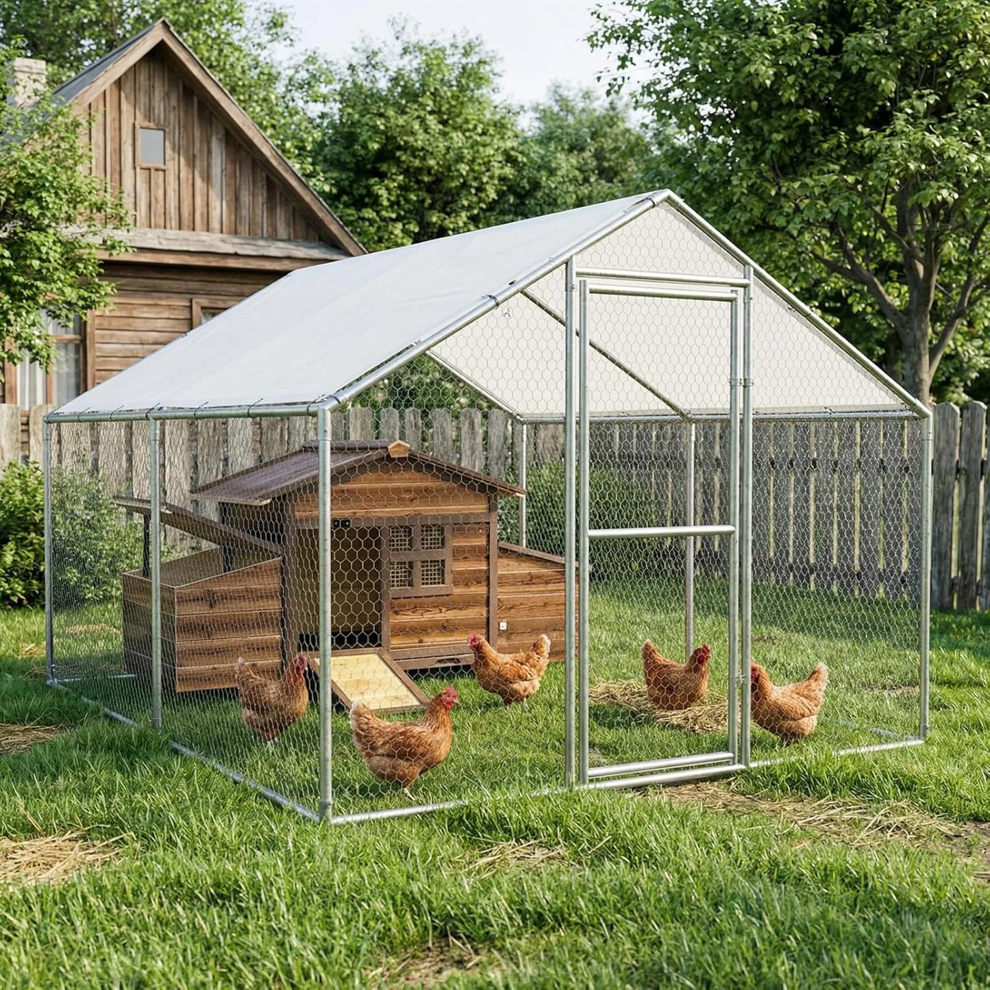 Outdoor Wooden Chicken Coop With Two Nesting Boxes For 2 Chickens
