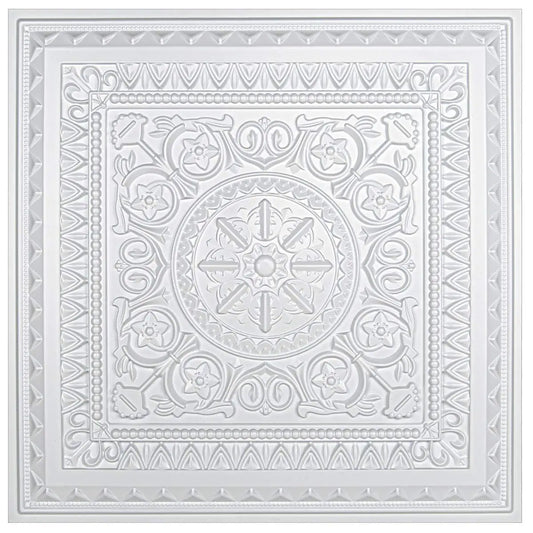 12PCS PVC 3D Ceiling Tiles Wall Panels Decorative Water Proof Moisture-proof  Plastic Sheet in White (60x60cm)