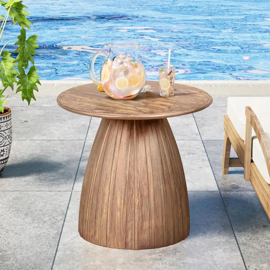 XMSJ Outdoor Round Metal Patio Side Table Weather-Resistant
