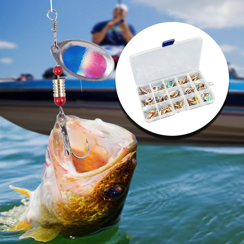 JOCESTYLE Metal Spoon Spinner Lures With Treble Hooks