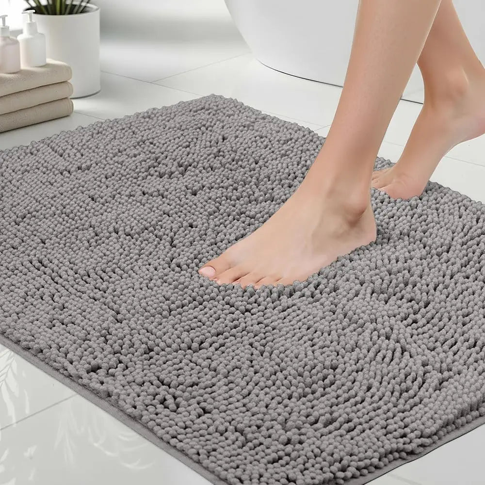 Chenille Bath Rug Non Slip Backing Quick Dry Microfiber Mat