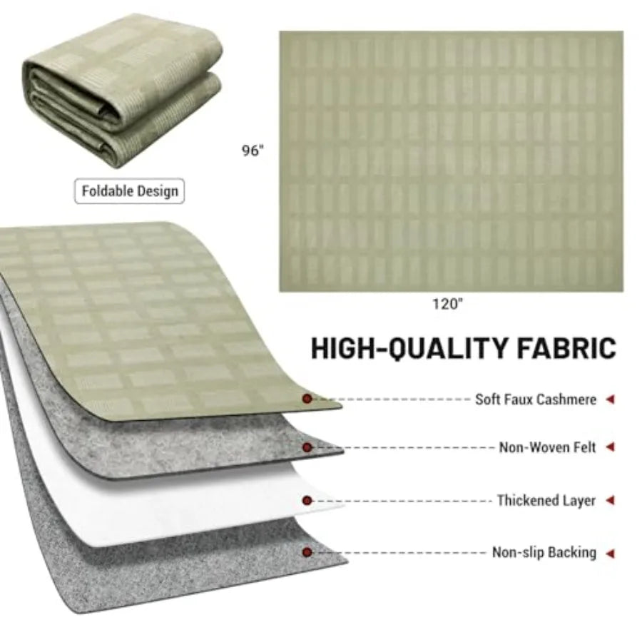 Washable Faux Wool Living Room Area Rug With Non Slip Backing