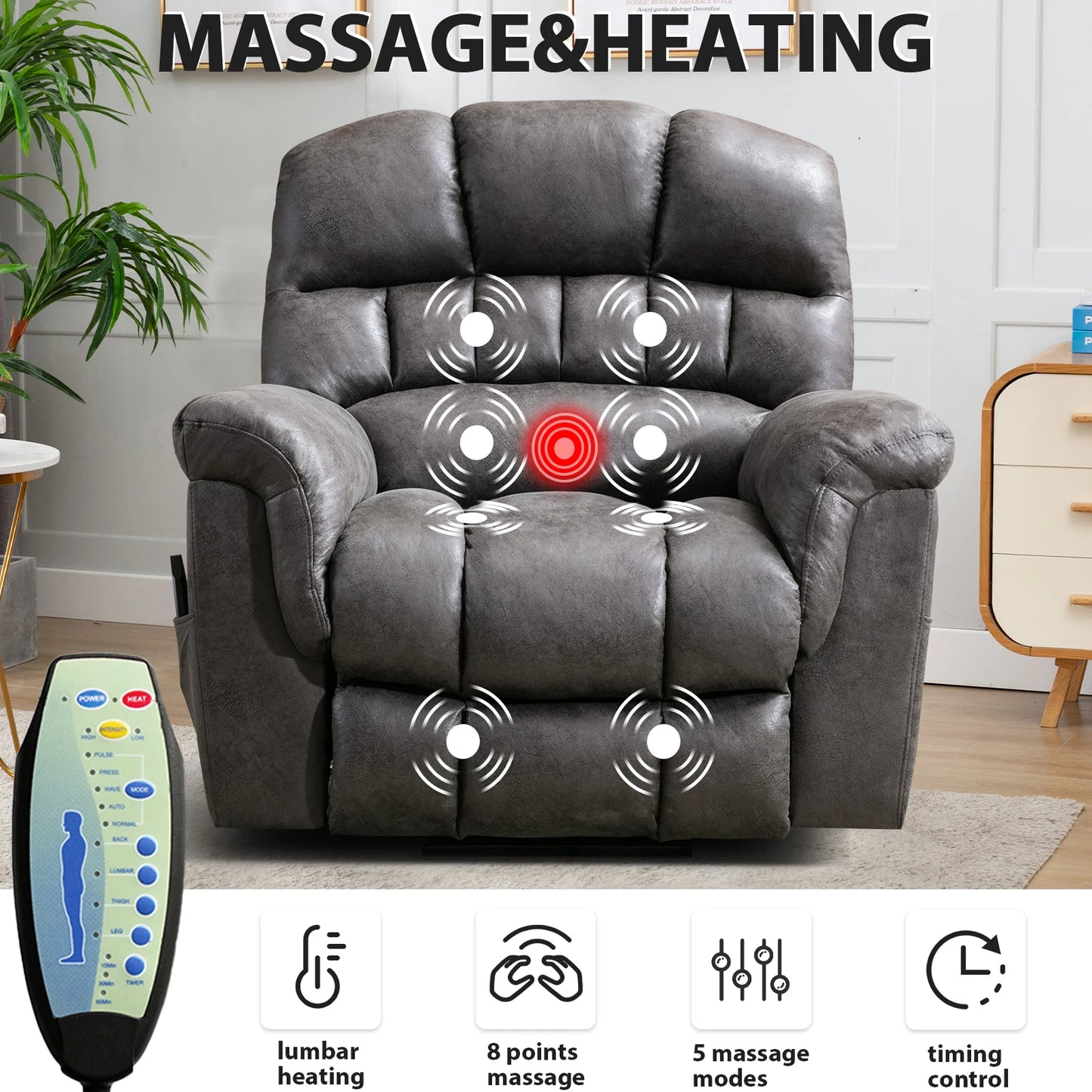 EBELLO Power Lift Recliner With Massage And Heat For Comfort