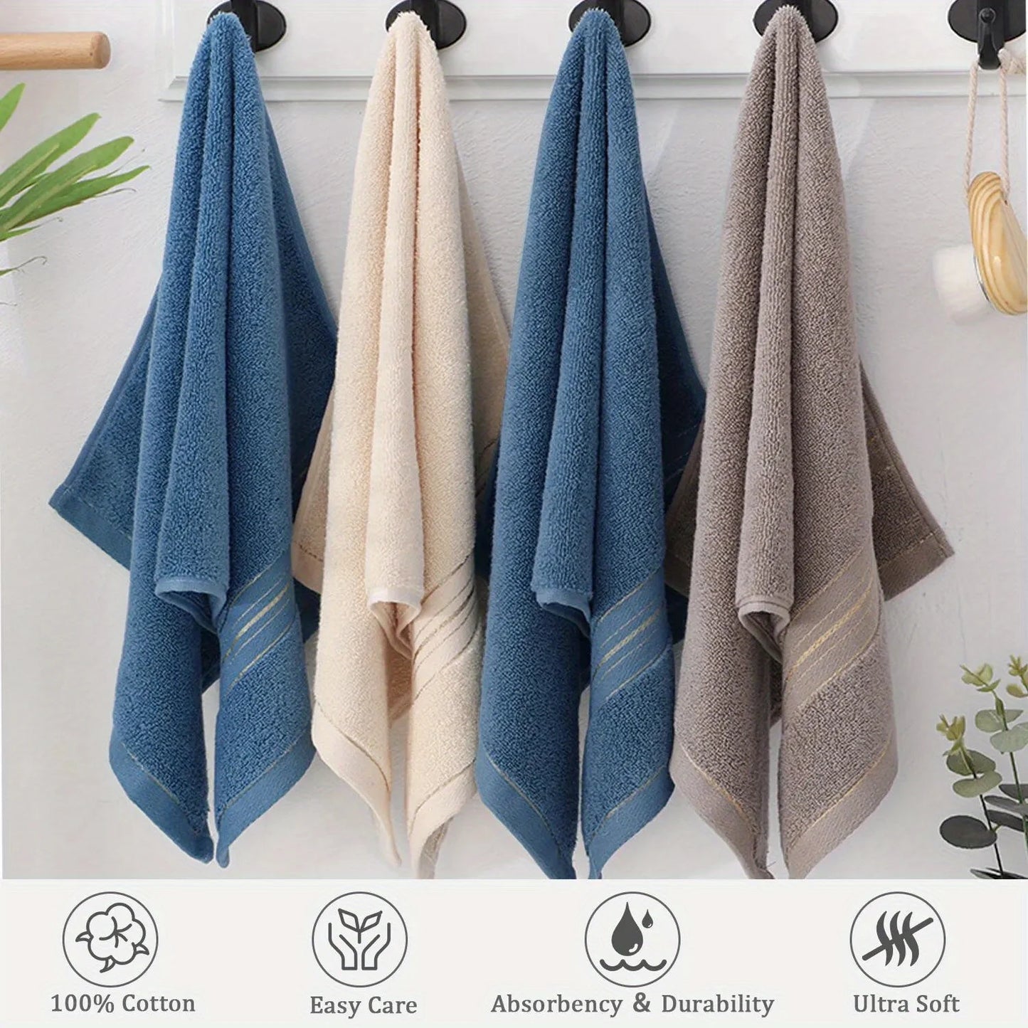 Pure Cotton Bath Towel Soft Absorbent Quick Dry Bathroom Towel