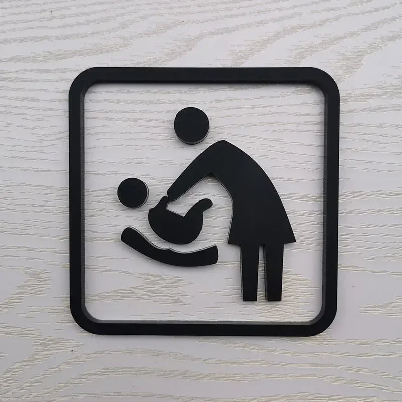 Creative Bathroom Signage Acrylic Shopping Malls Hotels Bathroom Restroom Toilet Squatting Sitting Door Stickers Prompt Signs