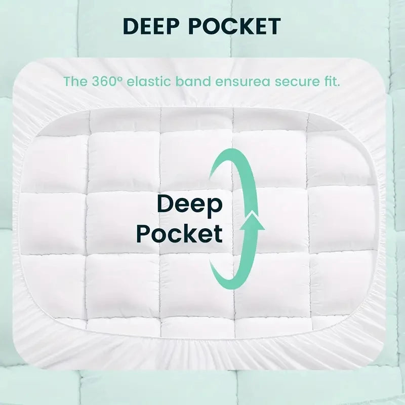 Thick Mattress covers Topper 1000Gsm Cooling Noiseless Breathable Fitted 8-21 Deep Pocket Machine Washable