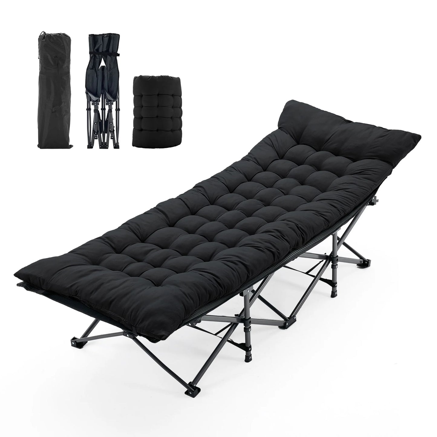 JHK Portable Folding Camping Cot With Storage For Outdoor Use